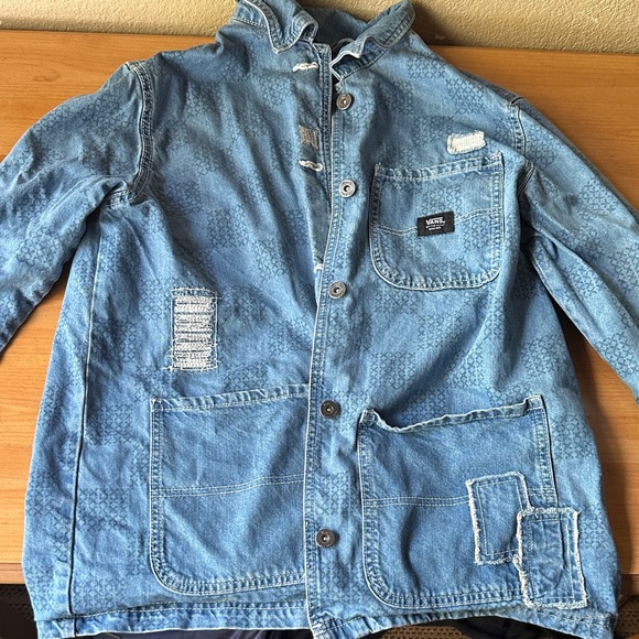 Vans Blue Button Down Shirt with Patchwork - Picture 1 of 3